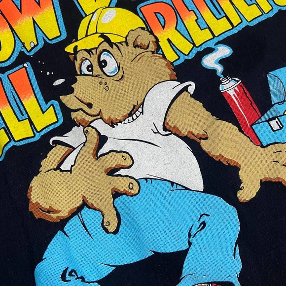 Black 90s bear tee shirt large usa - Picture 2 of 4